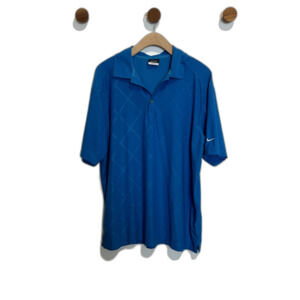 Nike Golf Mens Polo Shirt Size Large Blue Dri-fit Short Sleeve Casual Athletic